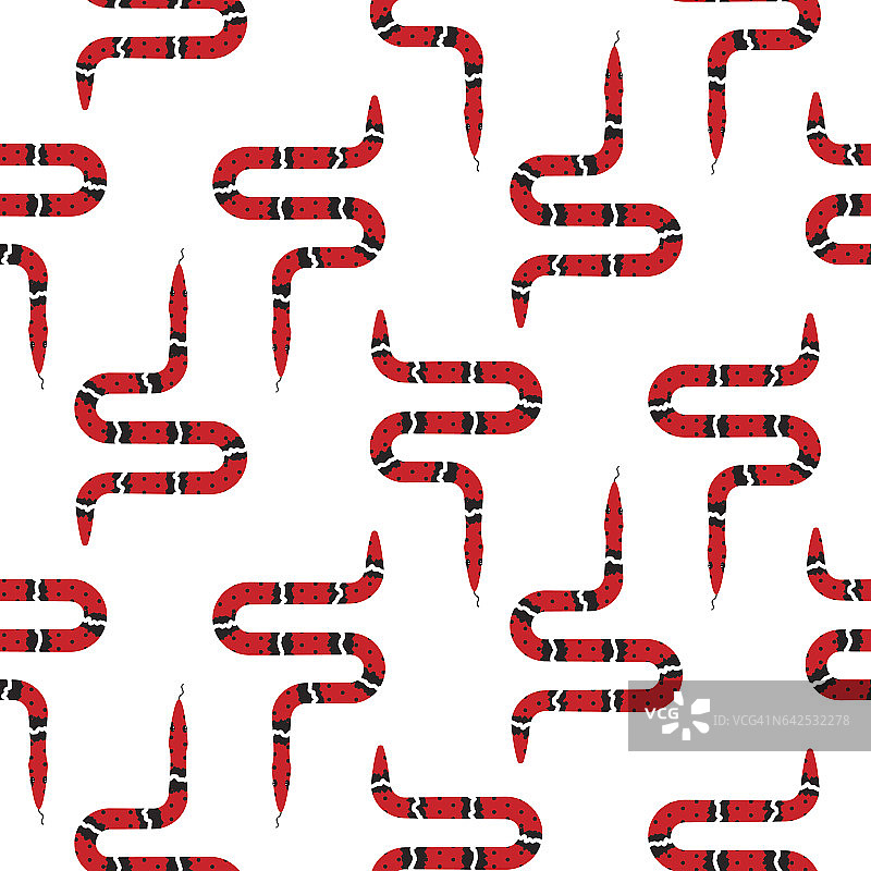 白色无缝模式矢量上的红色蛇图片素材