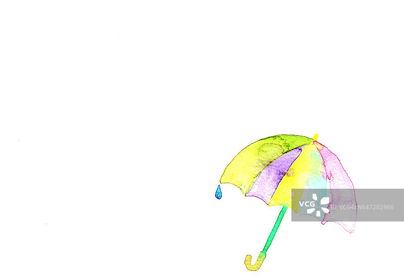 带伞的抽象背景。水彩颜料。秋天的主题。可以用于卡片，邀请或一些文字。图片素材