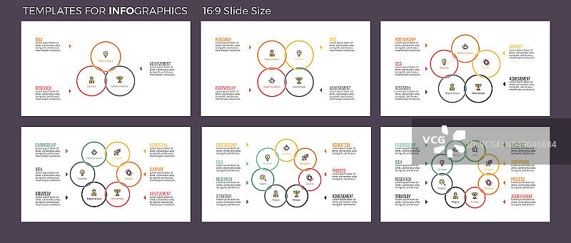 业务信息图。演示有3 - 8个步骤，选项，部分。向量饼图。图片素材