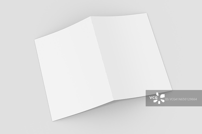 空白小册子杂志模拟孤立在软灰色背景。三维演示图片素材