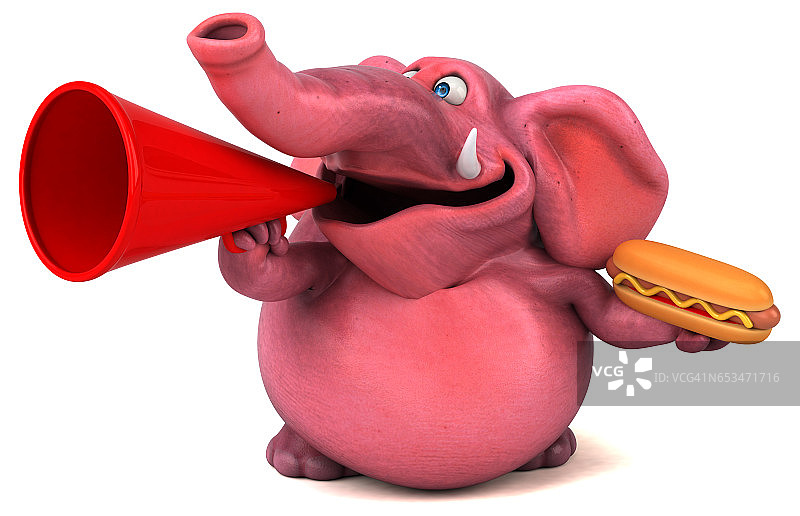 粉色大象- 3D插图图片素材
