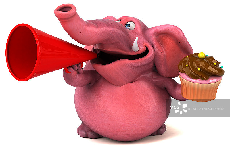 粉色大象- 3D插图图片素材