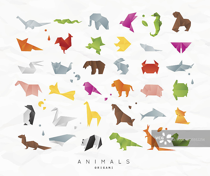 动物折纸套装颜色图片素材