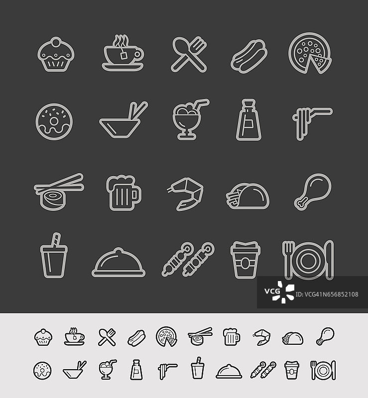 食物图标(一套二-黑线系列)图片素材