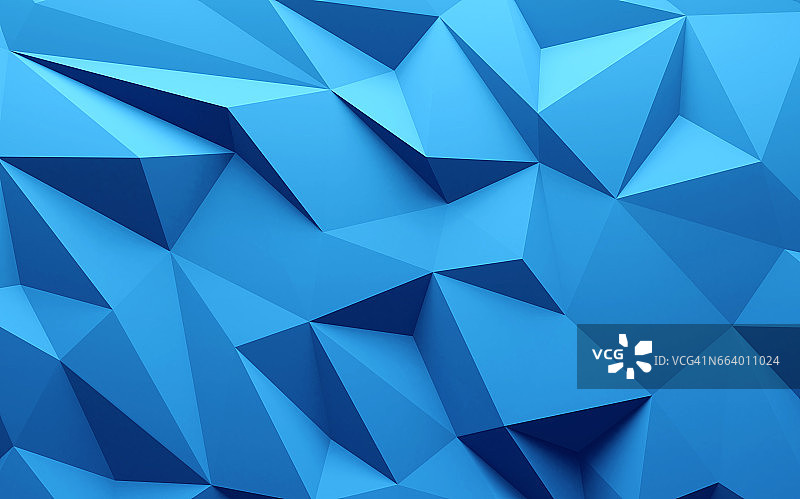 3D渲染蓝色三角形几何背景图片素材