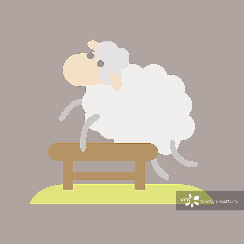 睡觉可爱的卡通绵羊图标矢量插图梦卧室孤立的设计睡觉动物有趣的羊毛计数跳跃图片素材