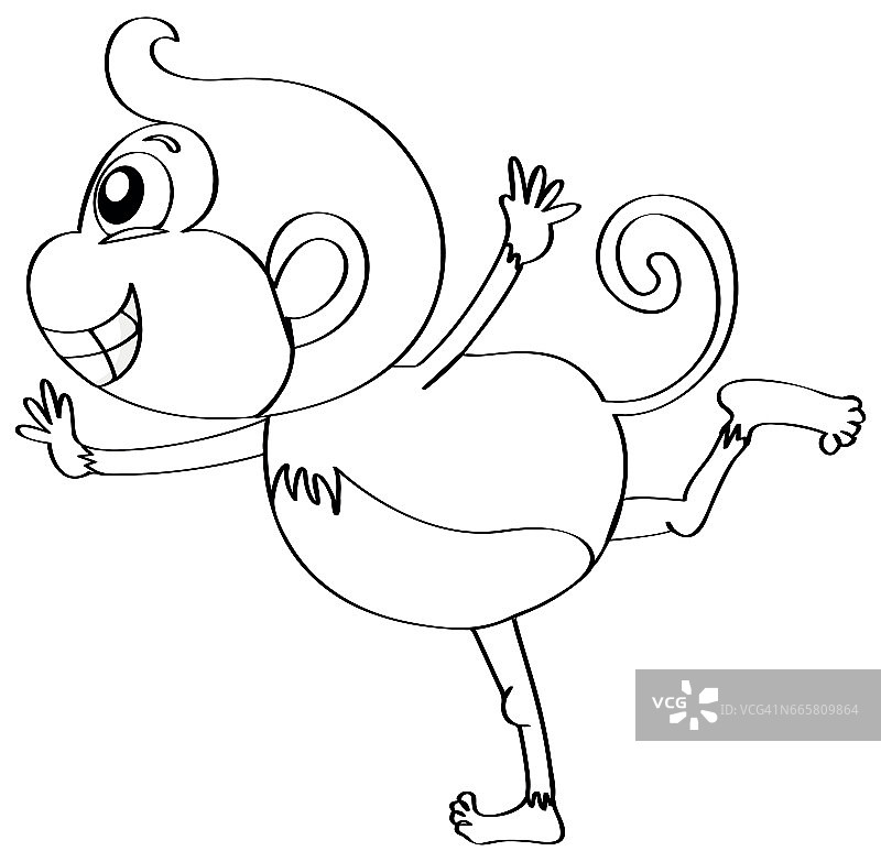 猴子舞蹈的动物轮廓图片素材