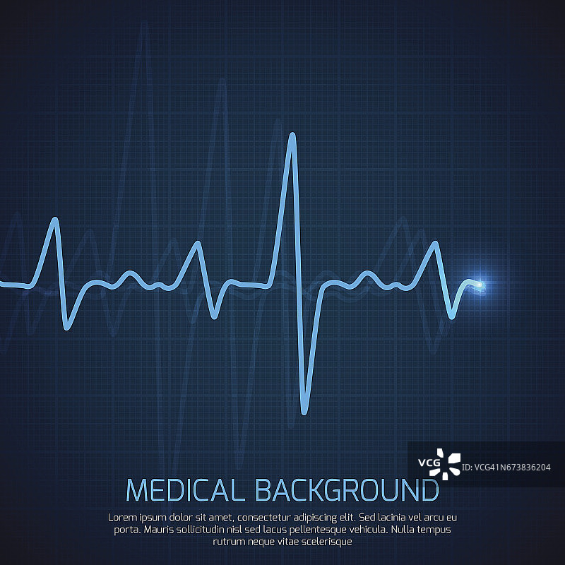 医疗保健媒介医学背景与心脏心电图。心脏学概念与脉搏率图图片素材