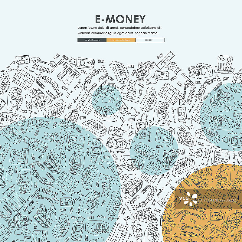 电子货币涂鸦网站模板设计图片素材