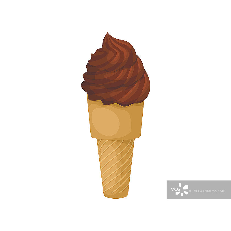 巧克力冰淇淋在华夫蛋筒图标图片素材