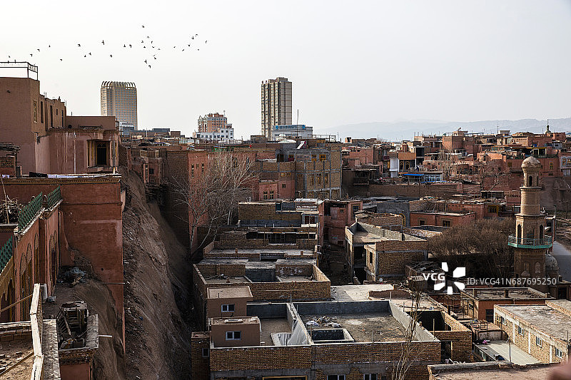 喀什黄昏的城市景观，中国图片素材