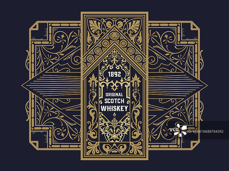 威士忌标签与旧框架图片素材