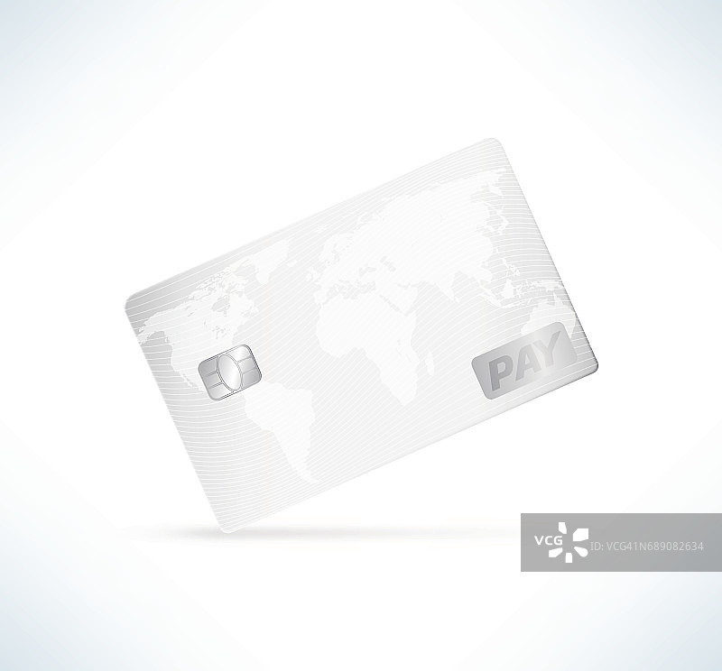 信用卡写实细致的风格。白色模板矢量插图。图片素材