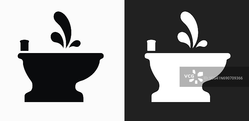 坐浴盆图标上的黑色和白色矢量背景图片素材