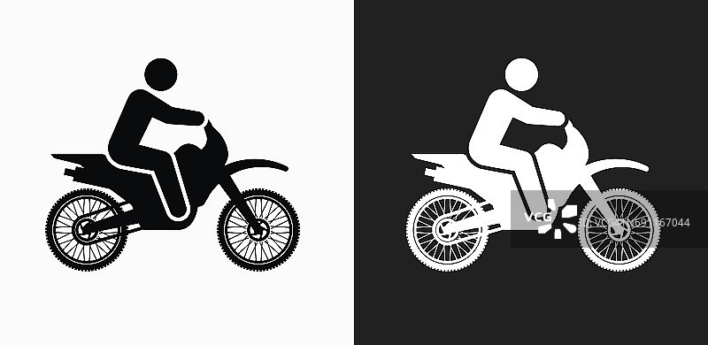 摩托车图标上的黑色和白色矢量背景图片素材