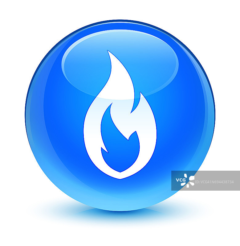 火焰火焰图标玻璃蓝色圆形按钮图片素材