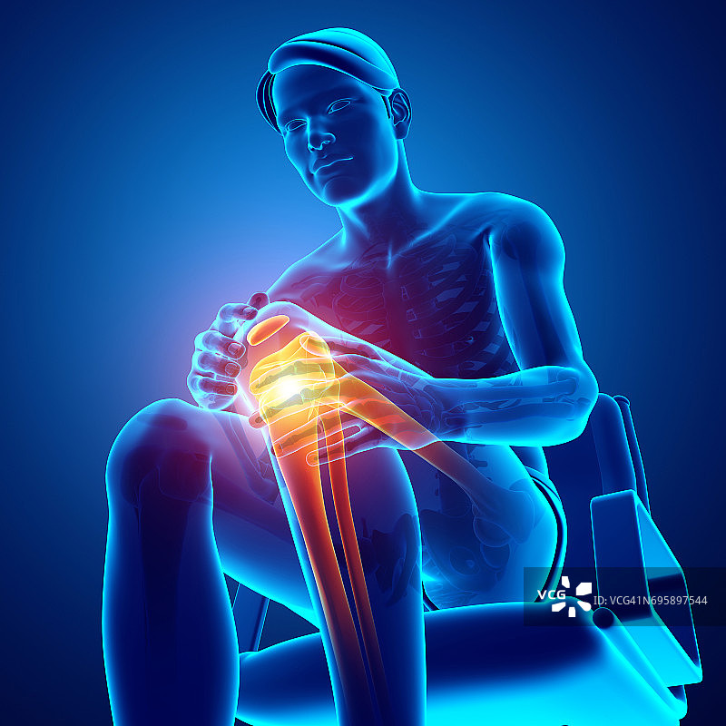 男性的膝盖疼痛图片素材