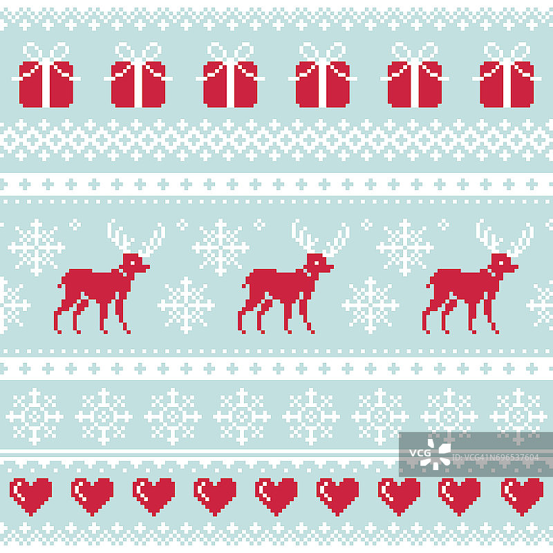 驯鹿图案，圣诞节无缝设计，冬季背景图片素材
