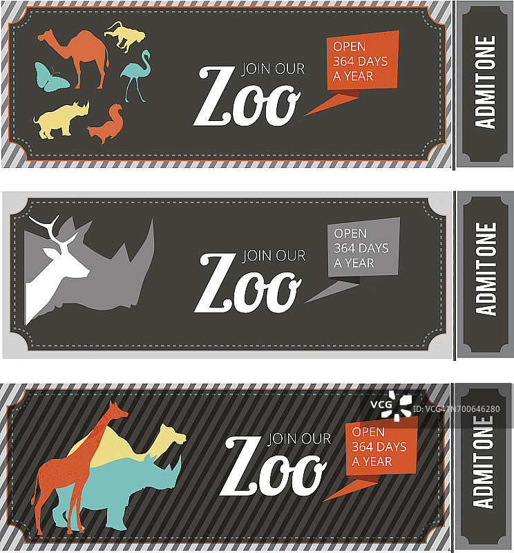 设计模板动物园门票与不同的野生动物在它和地方为你的文本图片素材