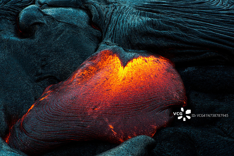 一个火山熔岩流的特写，夏威夷，美国，美国图片素材