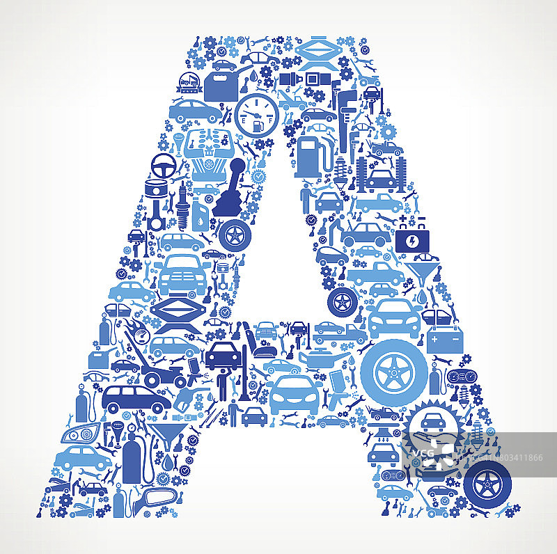 字母A汽车修理汽车和汽车图标背景图片素材
