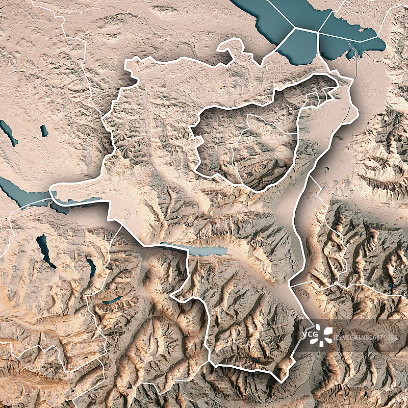 圣加仑广东瑞士三维渲染地形图中立边界图片素材