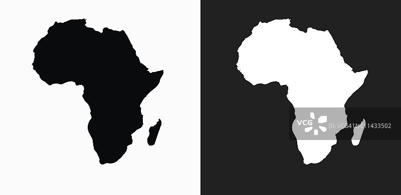 非洲大陆图标上的黑色和白色矢量背景图片素材
