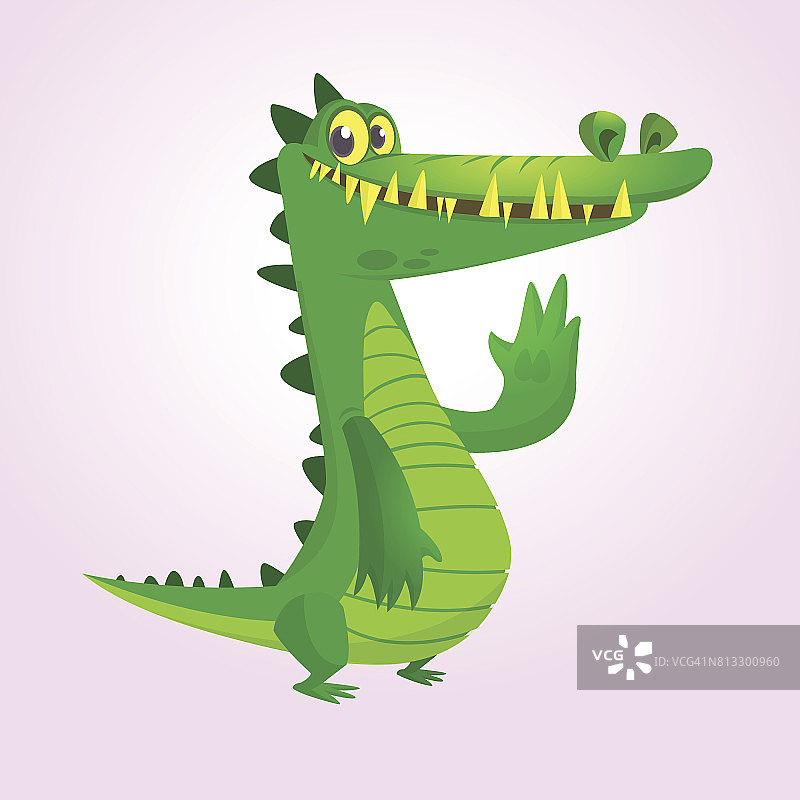 可爱的卡通鳄鱼或恐龙。矢量插图。孤立在白色图片素材