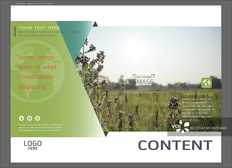 绿植封面页面模板的演示布局设计图片素材