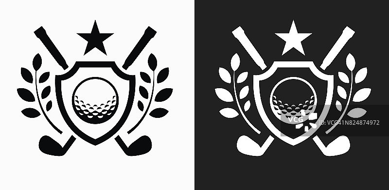 在黑色和白色矢量背景上的高尔夫会徽图标图片素材