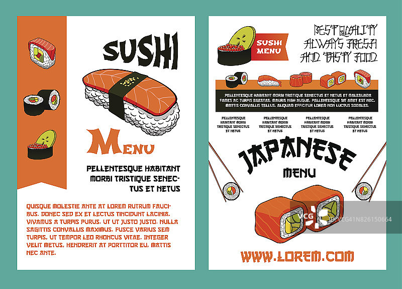 寿司菜单为日本料理餐厅设计图片素材
