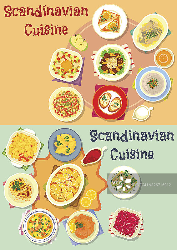 斯堪的纳维亚菜肴菜肴图标设置图片素材