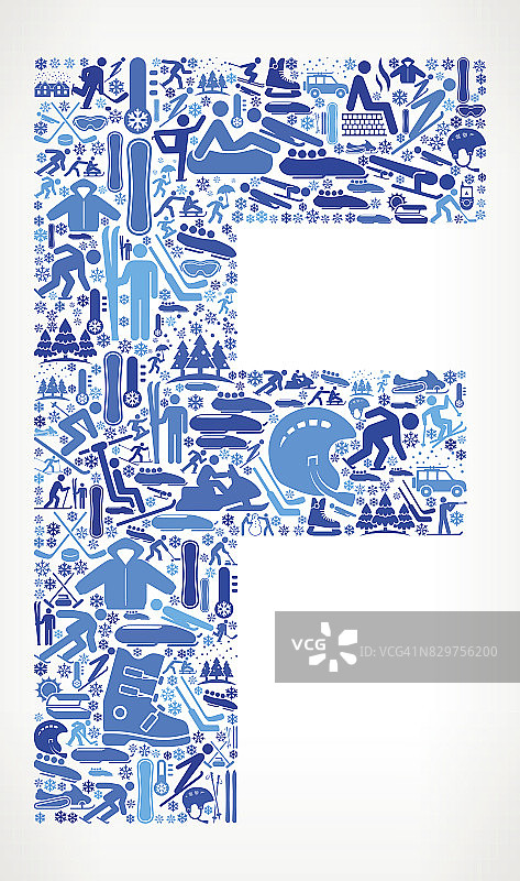 字母F冬季运动乐趣矢量图形图片素材