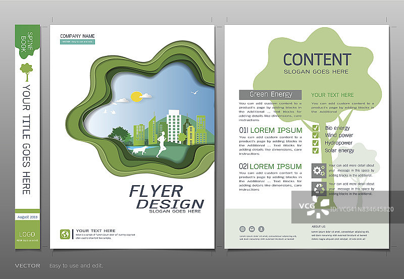 封面书籍设计模板向量，绿色能源概念，用于小册子，年度报告，传单-传单，杂志，海报，企业演示，组合，横幅，网站图片素材