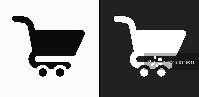 购物车图标上的黑色和白色矢量背景图片素材