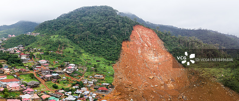 塞拉利昂泥石流全景无人机航拍照片图片素材
