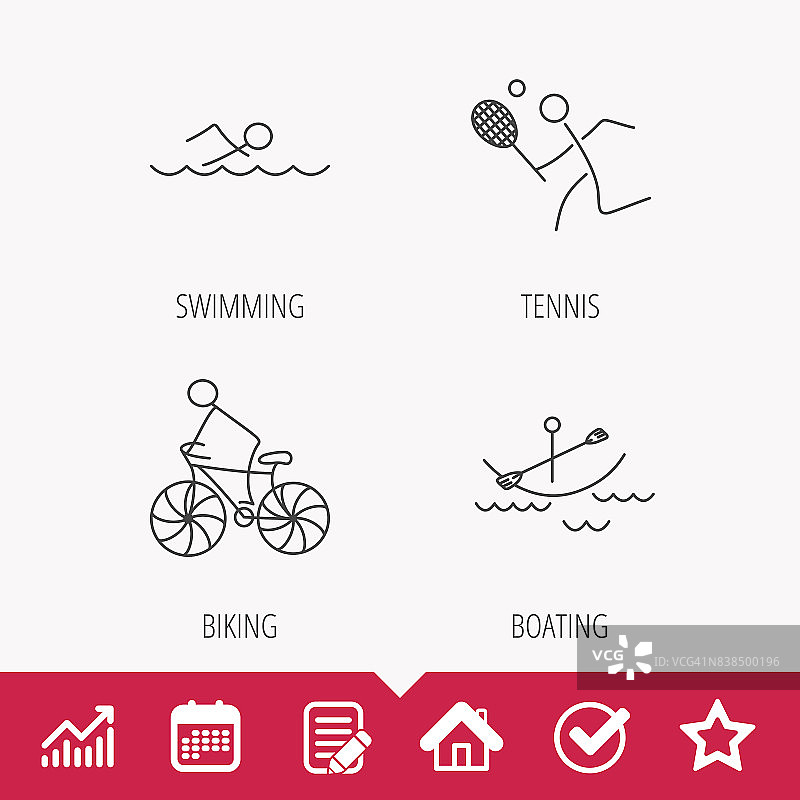 游泳、网球和自行车偶像。图片素材