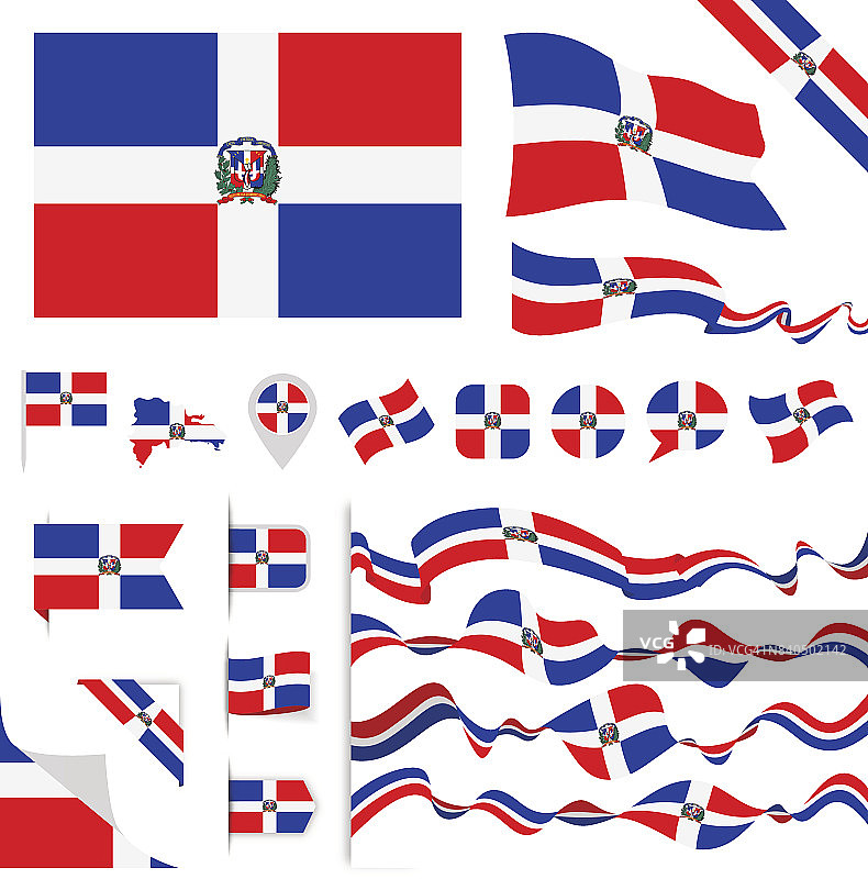 多米尼加共和国国旗套装图片素材