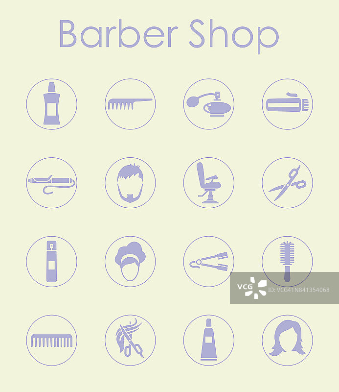 一套理发店的简单图标图片素材