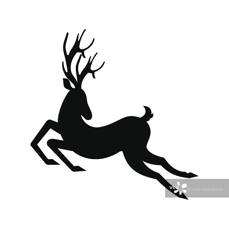 轮廓鹿跑。驯鹿移动。跳跃的牡鹿图片素材