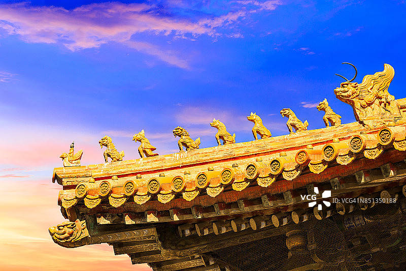 北京紫禁城精美的屋檐，中国图片素材