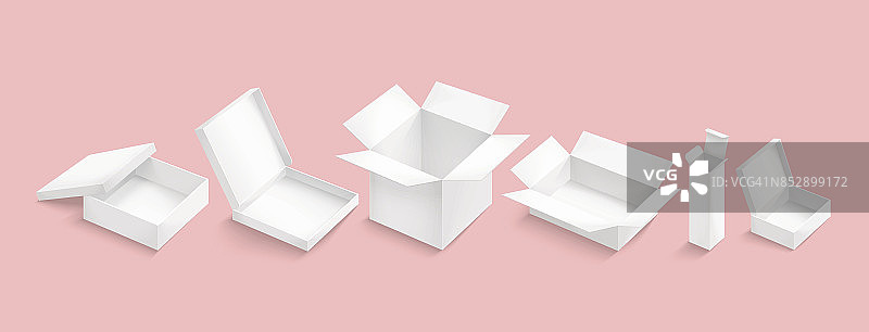 白盒收集孤立的颜色背景。容器图片素材