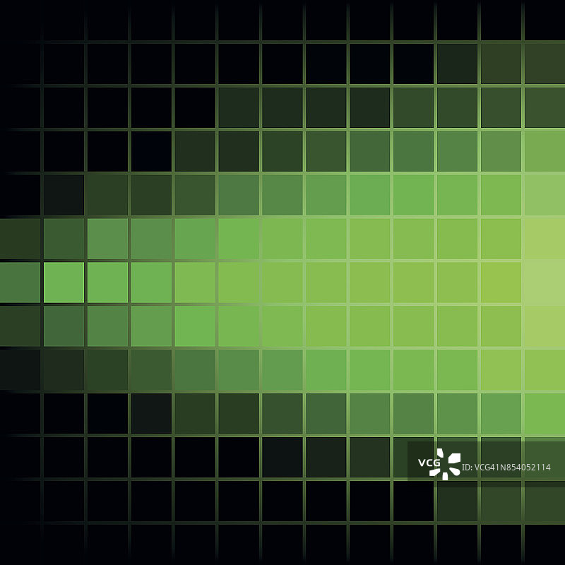 黑暗中的绿色发光瓷砖。抽象黑色背景。设计模板图片素材