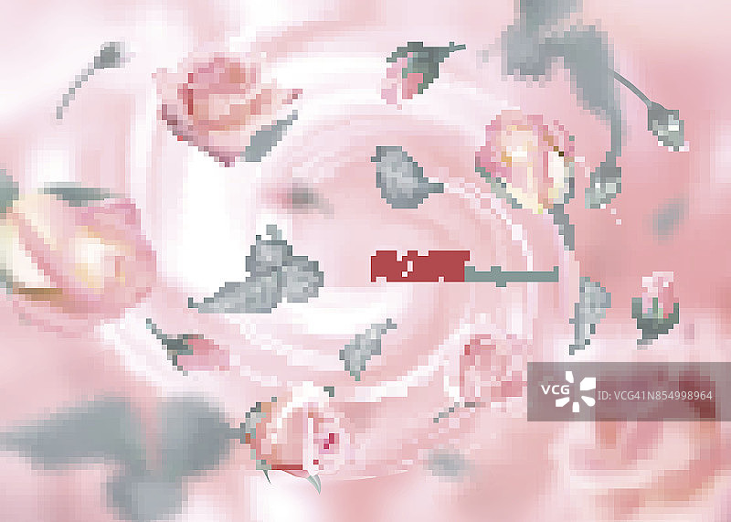 粉红色的玫瑰花蕾在旋风中飞舞。质量逼真的矢量，3D图片素材