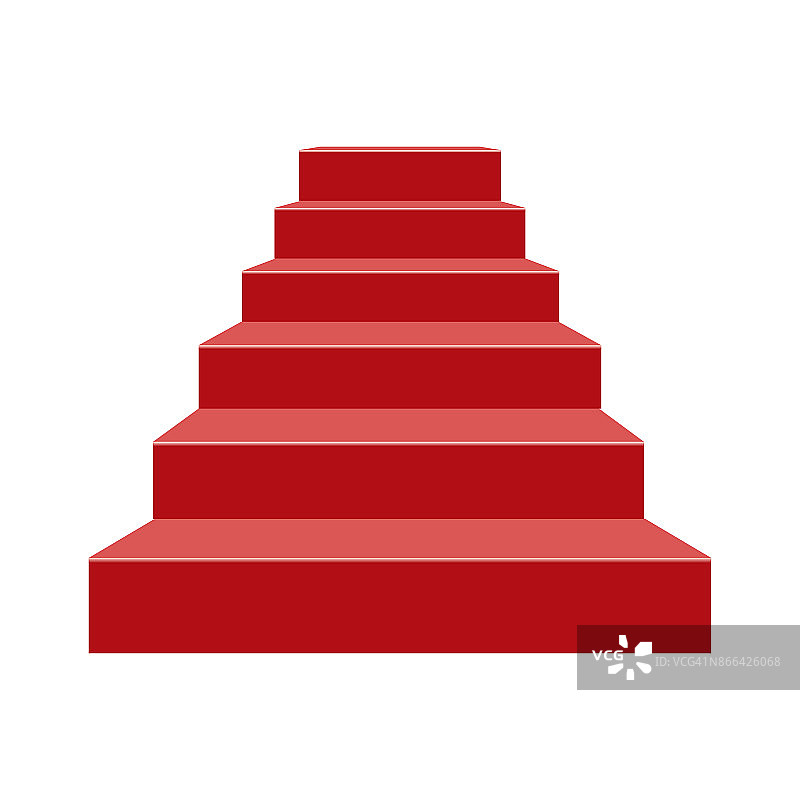 红楼梯舞台平台，6级台阶。矢量插图。图片素材