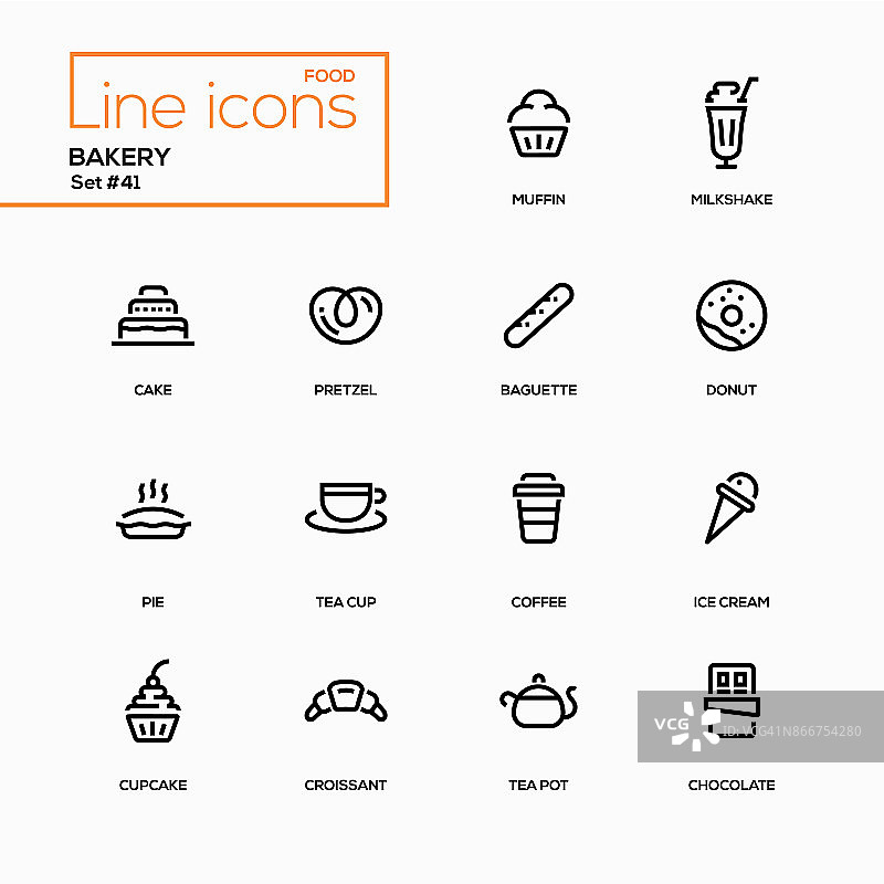 面包店概念系列设计图标集图片素材