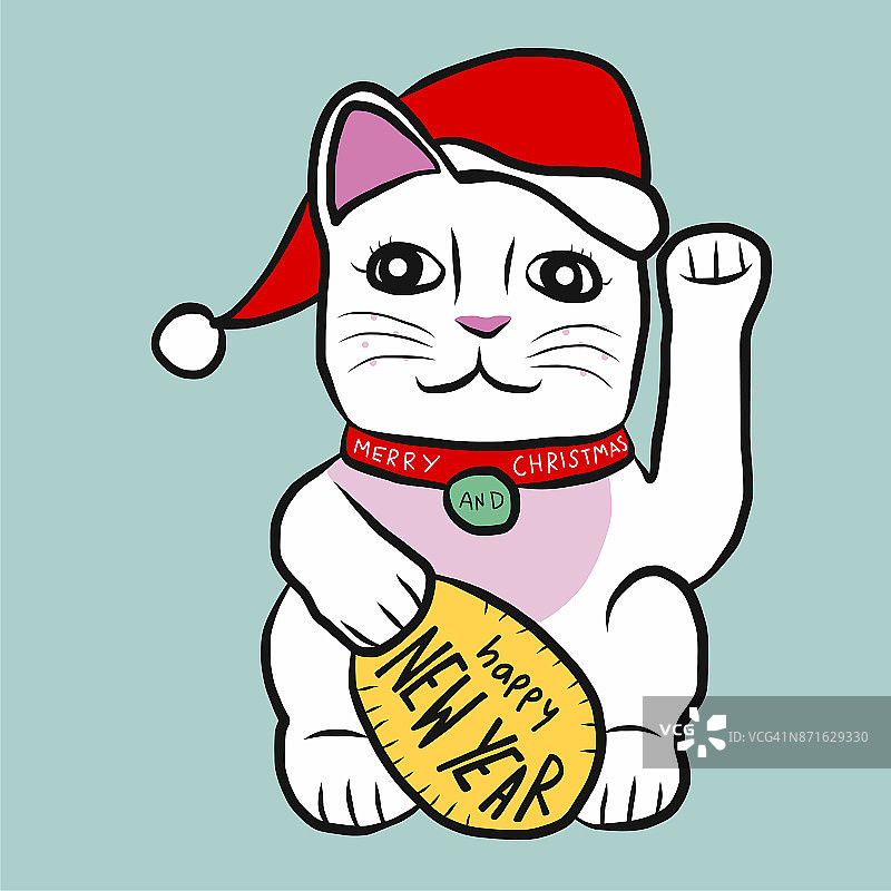 幸运猫(maneki neko)欢迎2018卡通矢量插图图片素材