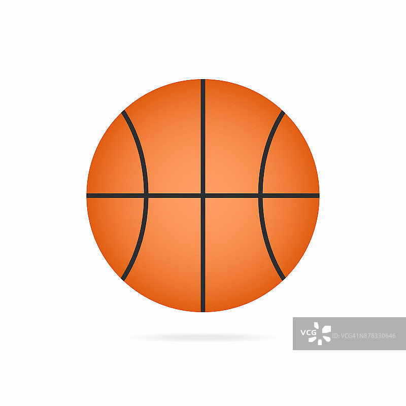 篮球图标与阴影孤立的白色背景图片素材