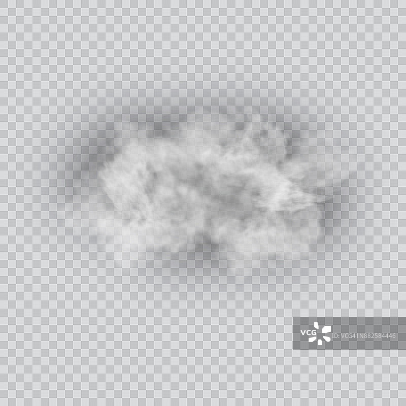 透明背景上的真实孤立的云向量集。图片素材
