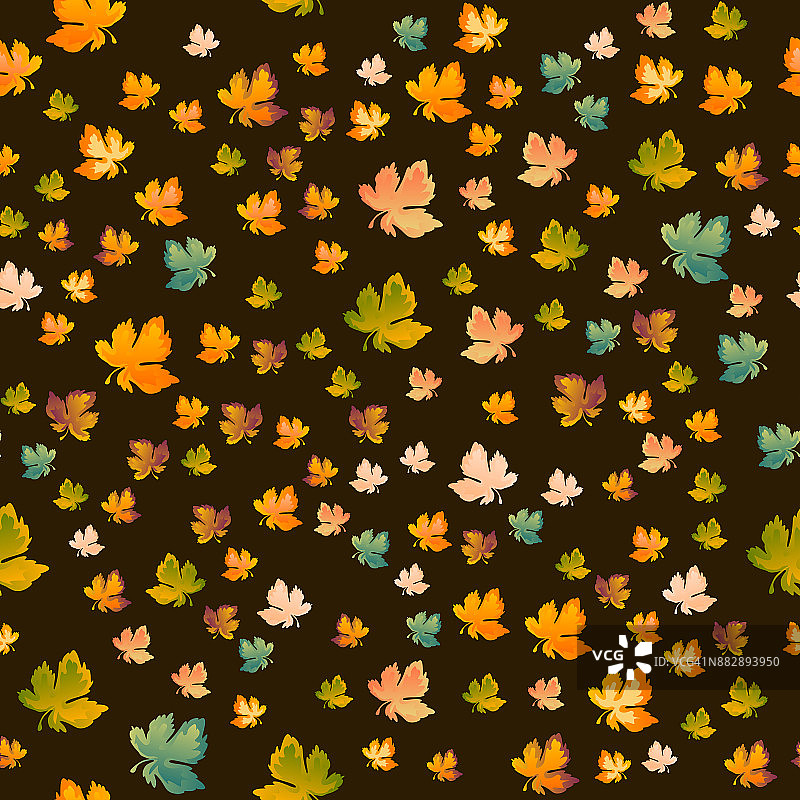 秋叶无缝图案，矢量背景。红色，黄色和绿色的枫叶，用于墙纸的设计，织物，装饰材料图片素材